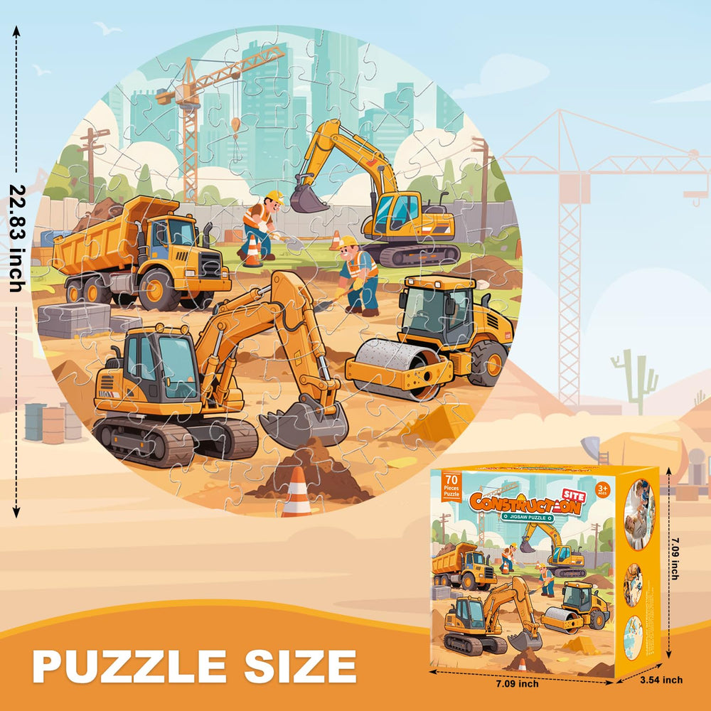 REALRINDO construction site puzzle kids-assembly with clear pieces for small hands