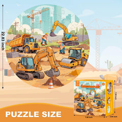 REALRINDO construction site puzzle kids-assembly with clear pieces for small hands