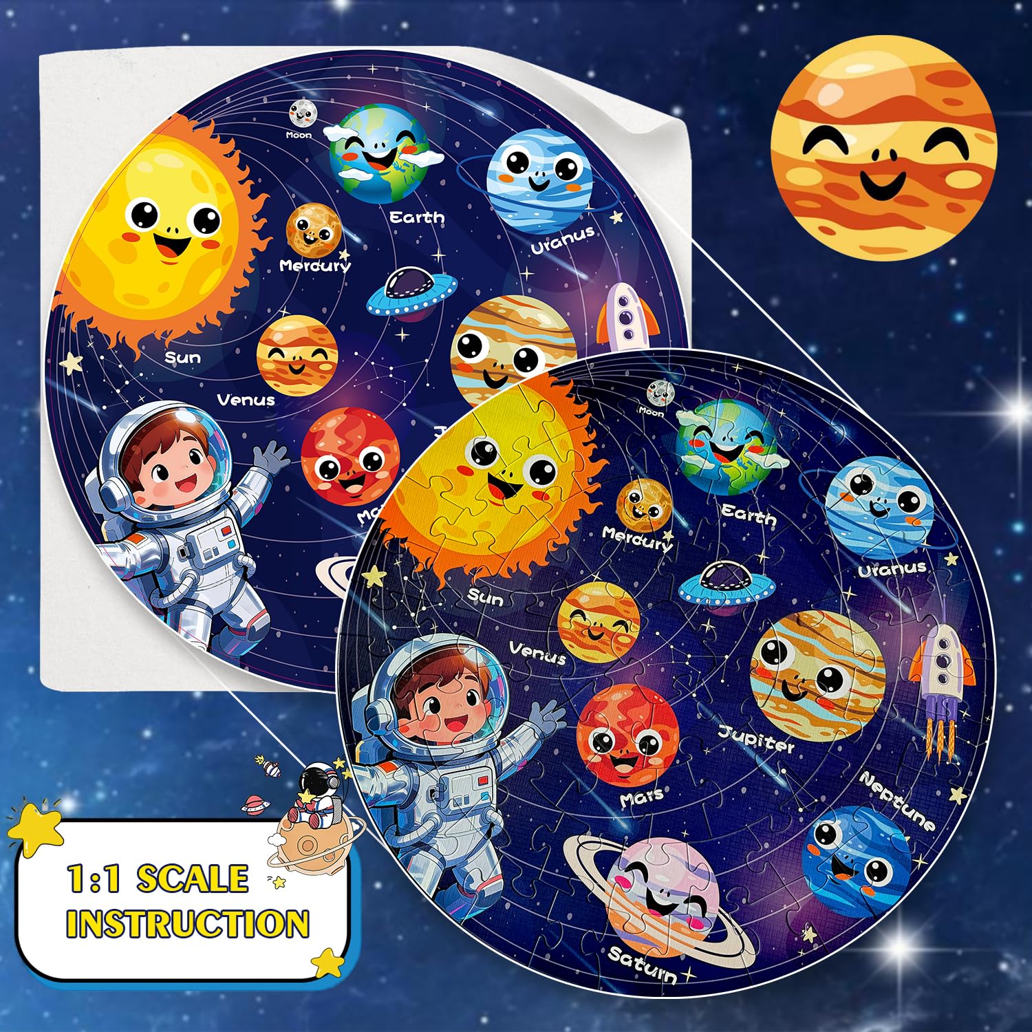 Realrindo solar system floor puzzle Jupiter ringed planet piece sparks large-picture thinking.