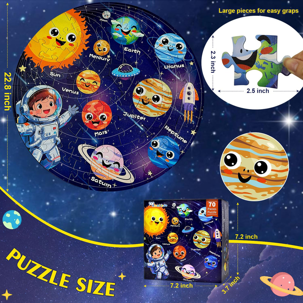 Realrindo solar system floor puzzle Saturn ring piece demonstrates pattern recognition and memory.