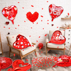 Realspring romantic table setup with balloons and petals
