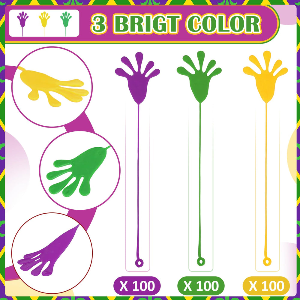 RealSpring Mardi Gras sticky hands in green for group games and giveaways