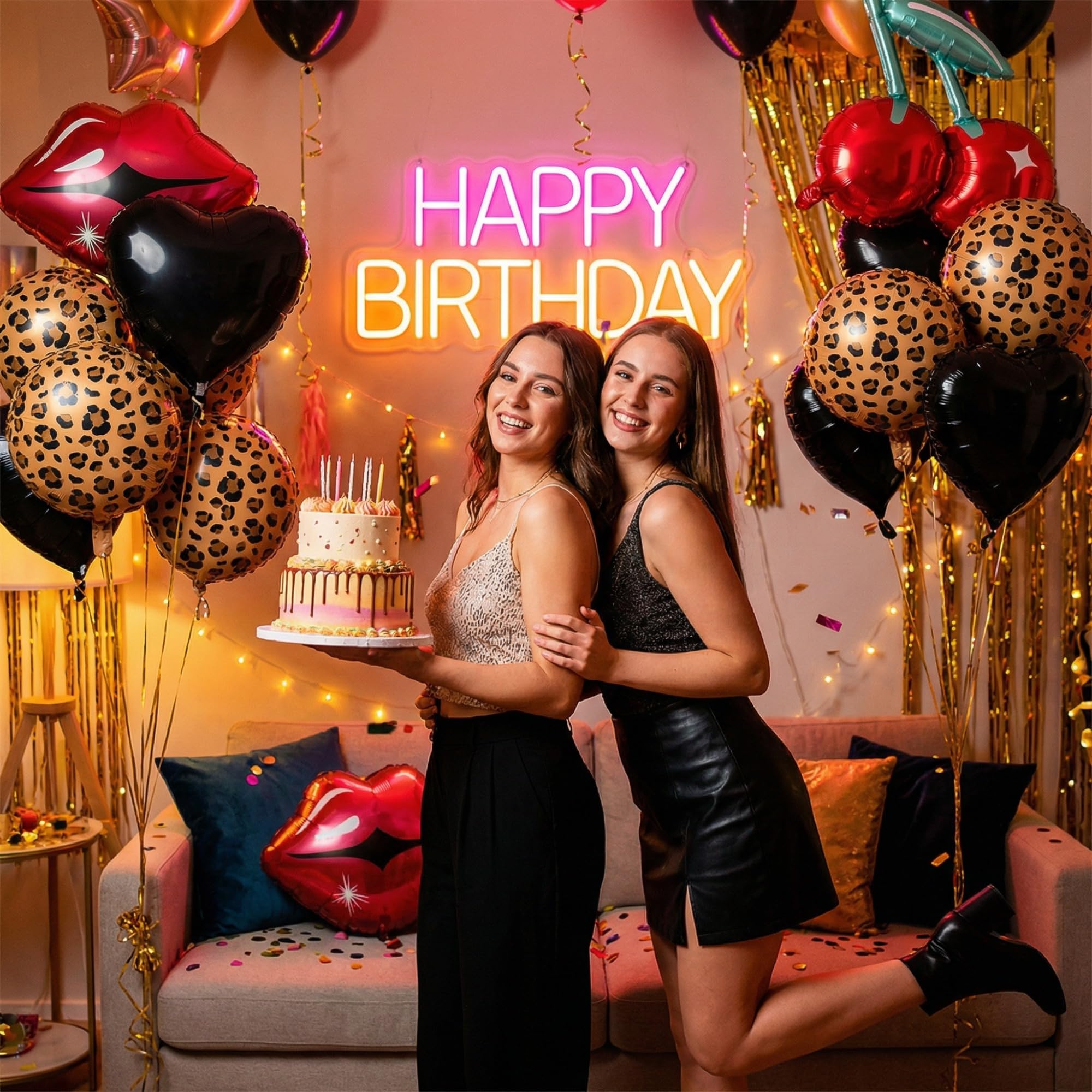 Realspring red lipstick balloons stand out on ceilings and photos