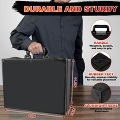 Durable exterior with aluminum frame and reinforced corners