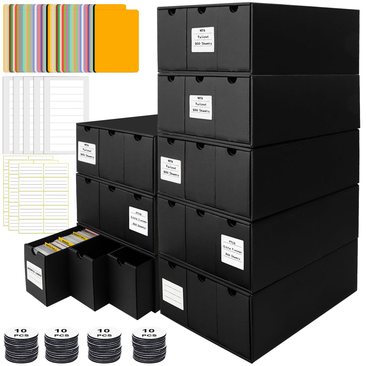 REAQUE toploader storage box capacity for 2600+ toploaders, ideal for organized collections.