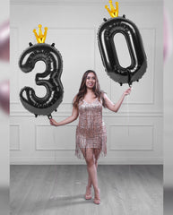 Reavor gold crown top balloon adds a regal touch to princess-themed parties