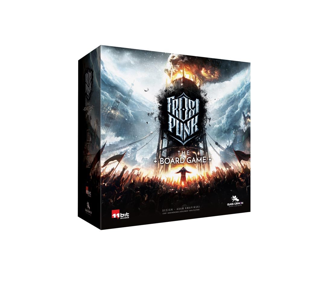 Rebel Studio Frostpunk board game box front inviting cooperative play and ice-age strategy