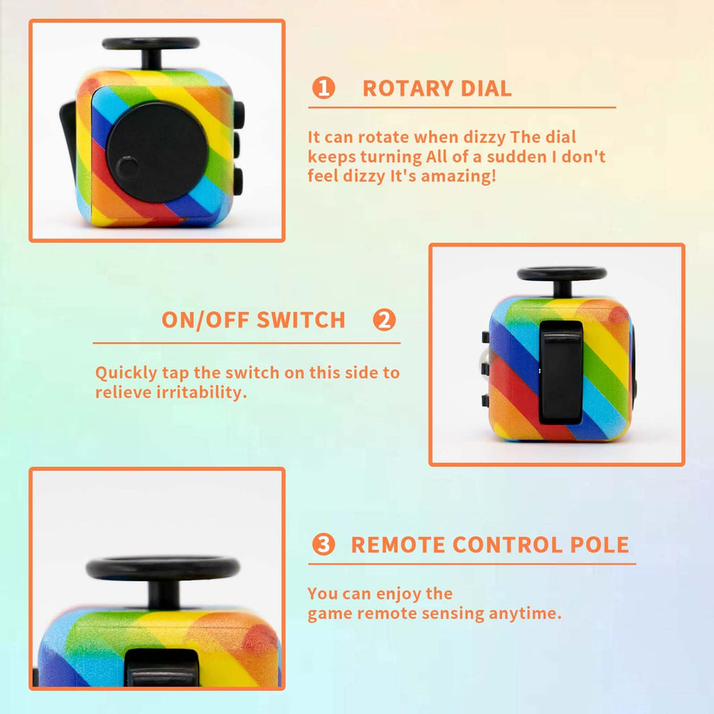 RE:BLEU fidget cube four-pack set arranged for shared stress relief and teamwork