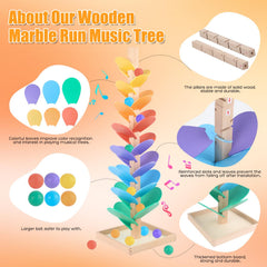 RECEKA marble run for kids with colorful leaves promotes color sorting during play.