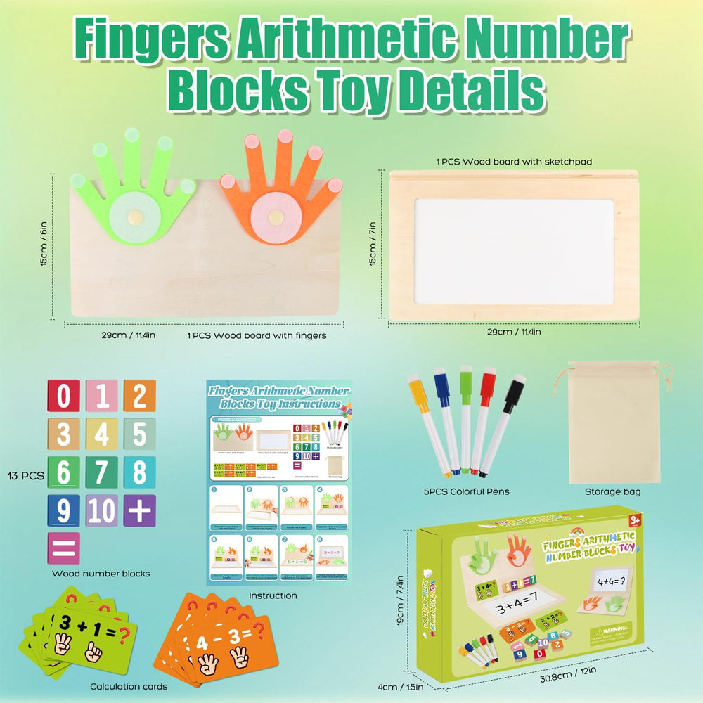 RECEKA Number Blocks wooden whiteboard for writing math problems and explorations