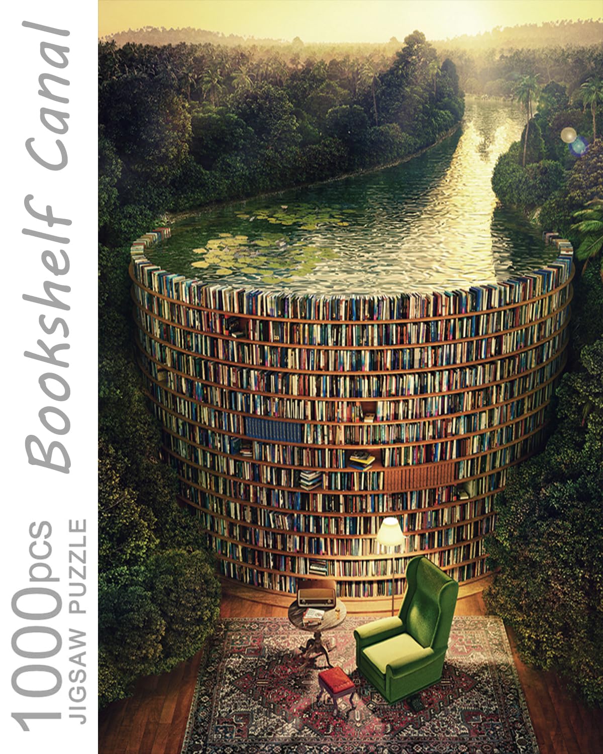 RECHIATO Bookshelf Canal puzzle close-up of 1000 pieces for focused solving