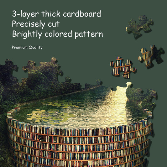 RECHIATO Library shelves canal scene inviting calm group play