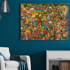 RECHIATO Animal Paradise puzzle close-up of colorful cartoon art for visual delight