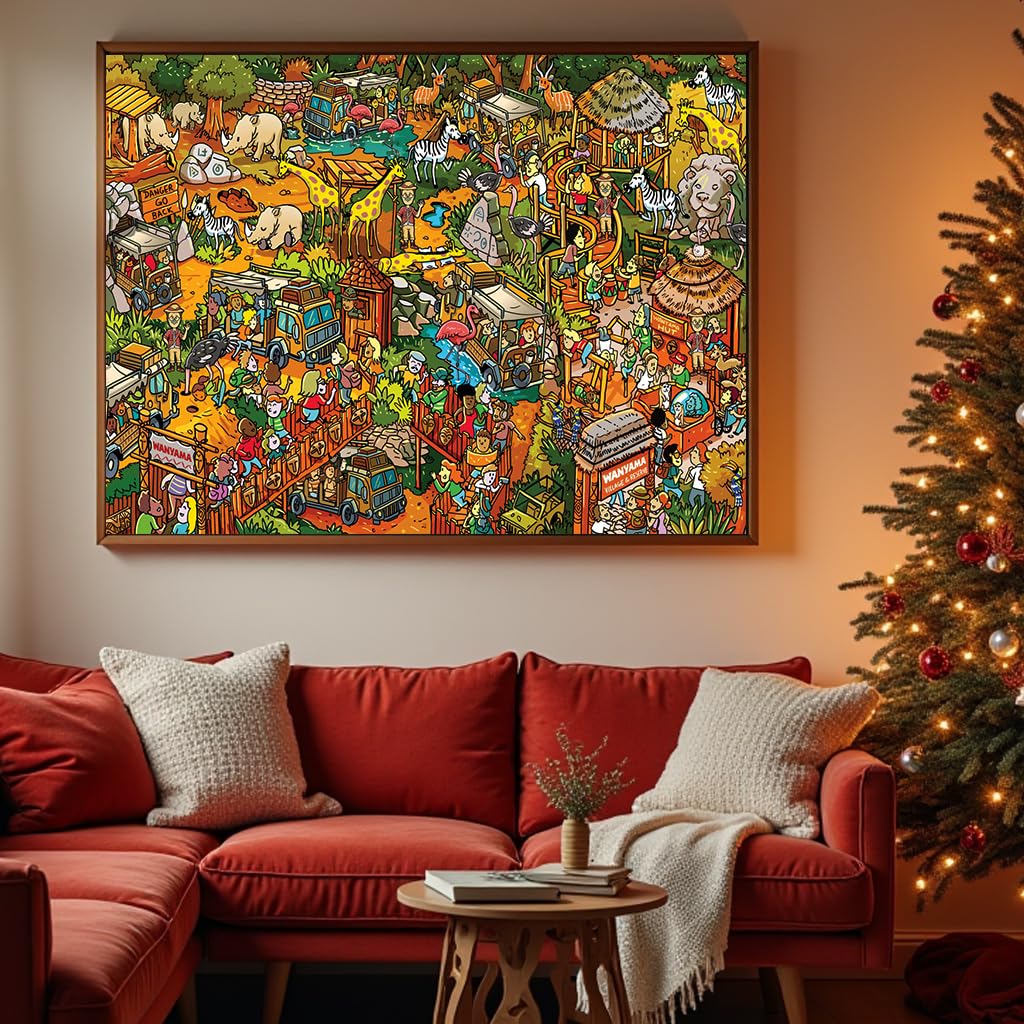 RECHIATO Animal Paradise puzzle completed assembly reveals vibrant cartoon scene for family enjoyment