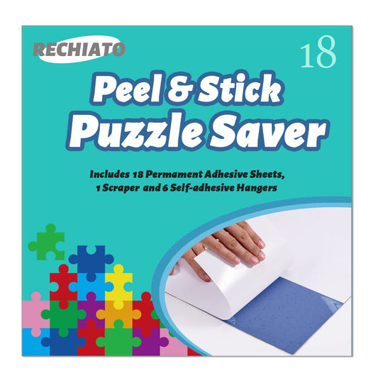 RECHIATO Preserve 3x1000 puzzle glue sheets packaging for easy setup and storage.