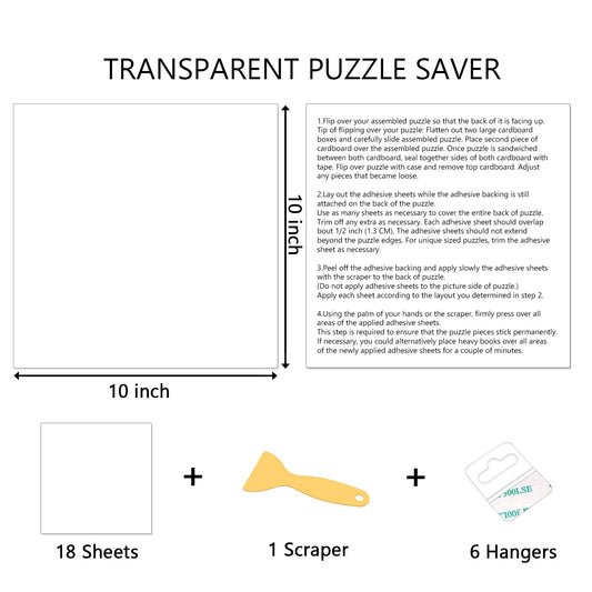 RECHIATO puzzle glue sheets back-of-puzzle application close-up for smooth adhesion.