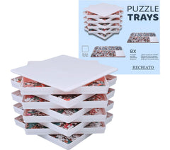 RECHIATO puzzle keeper set of 8 trays enabling neat storage and transport.