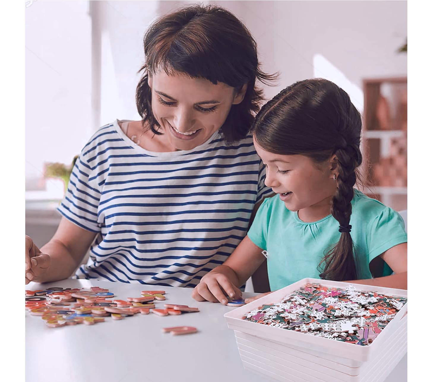 RECHIATO stackable puzzle tray organizer neatly nested to save space.