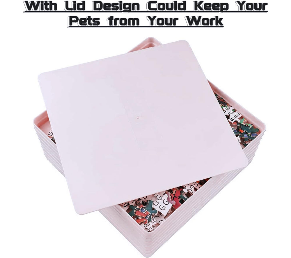 RECHIATO unfinished puzzle protection tray keeping pieces safe from pets.