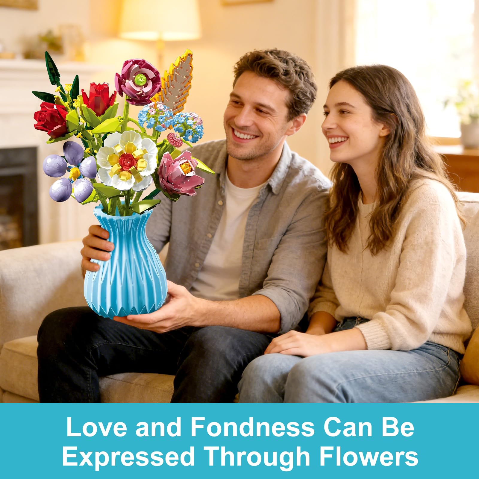 RECROQUO bouquet blocks lego-compatible design for creative builds