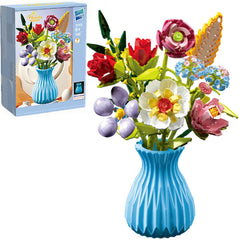 RECROQUO flowers bouquet building set with vase for instant display