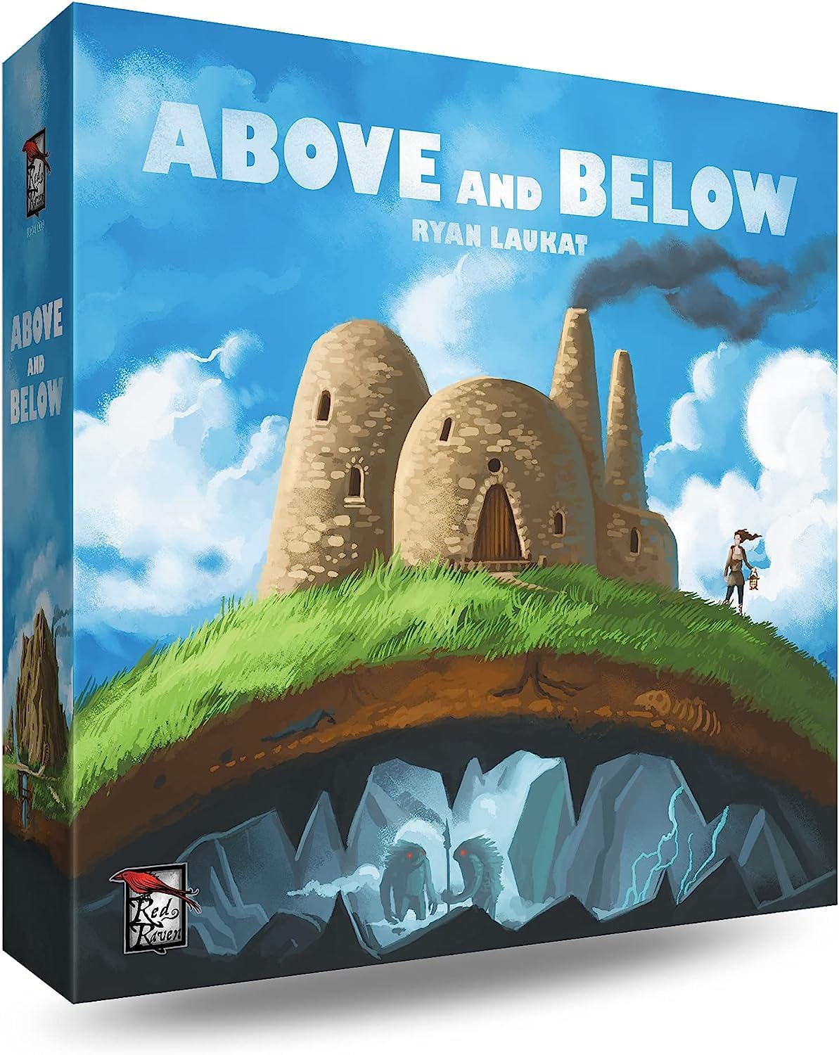 Red Raven Above and Below village-building scene, ideal for family game nights and planning.