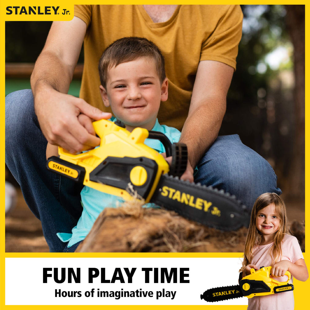 Red Toolbox Stanley Jr chainsaw yellow ideal gift idea for outdoor adventures.