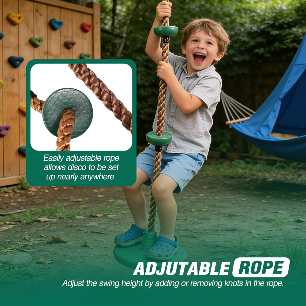 REDCAMP kid enjoying the tree swing during playtime