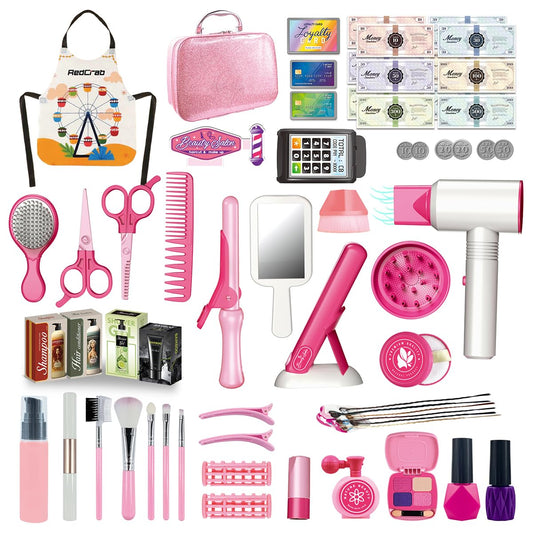RedCrab Kids Beauty Salon Kit makeup bag keeps pretend cosmetics organized for travel.