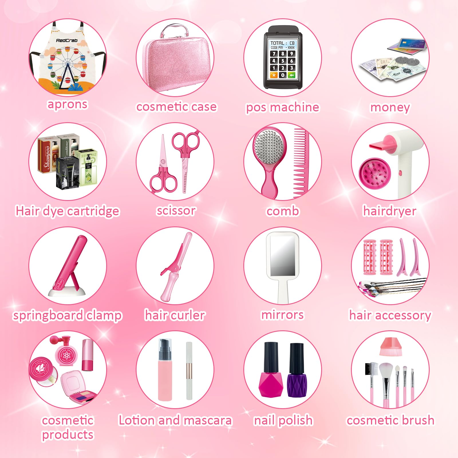 RedCrab Kids Beauty Salon Kit storage bag inside keeps all accessories neatly organized.