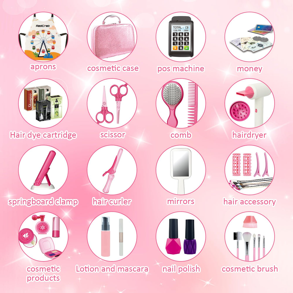 RedCrab Kids Beauty Salon Kit storage bag inside keeps all accessories neatly organized.
