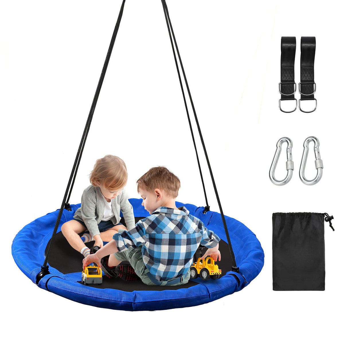 RedSwing 43-inch saucer swing assembly shows sturdy frame for backyard play