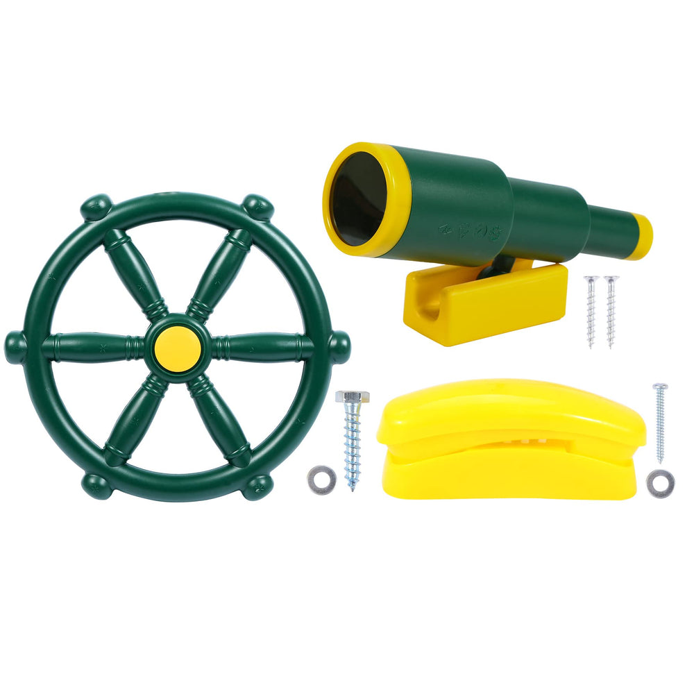 RedSwing pirate ship wheel for imaginative outdoor play.