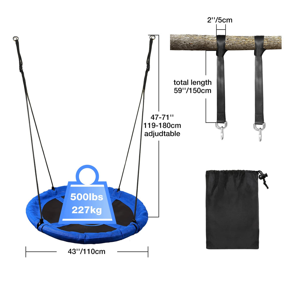 RedSwing saucer swing installed in a tree ready for outdoor fun