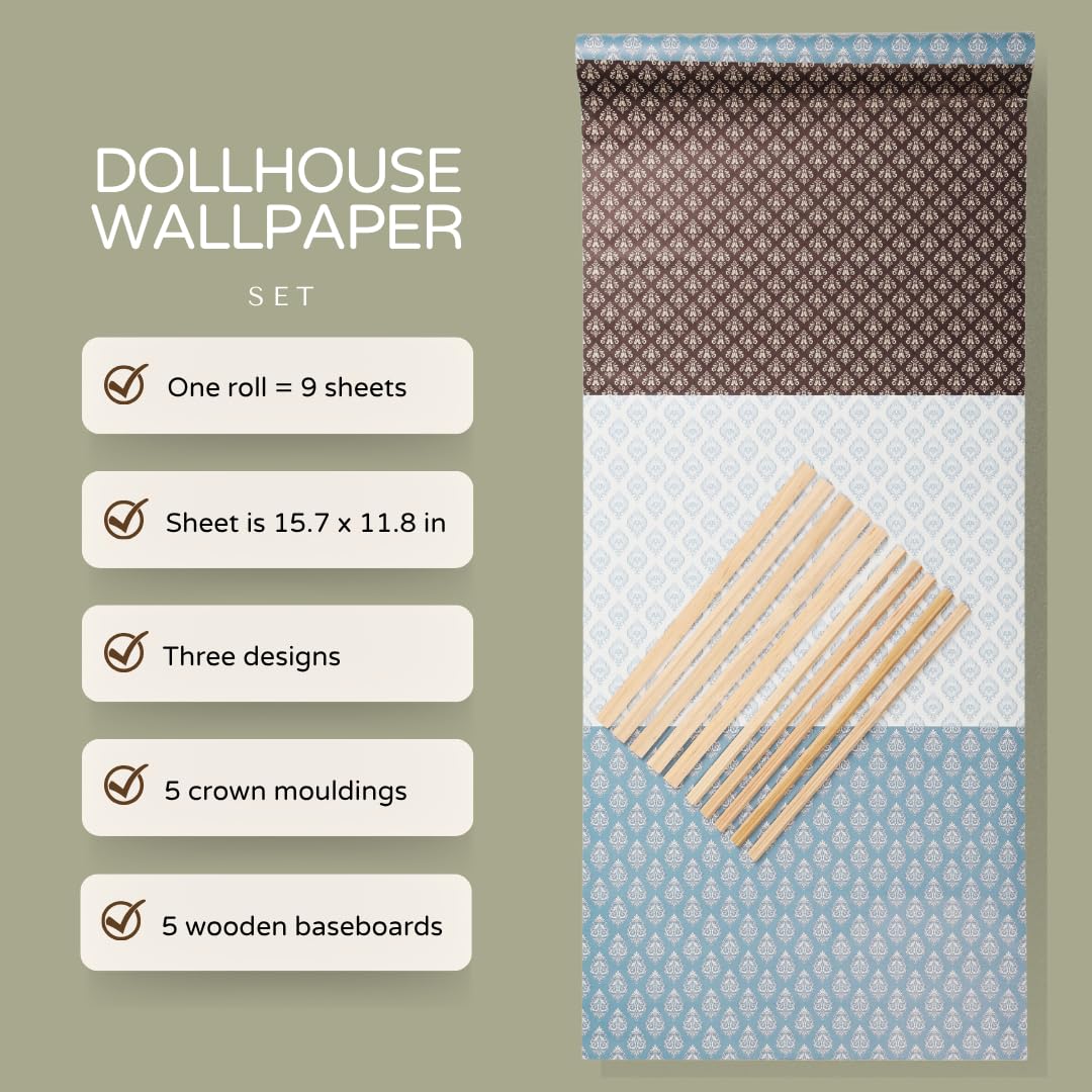 REDUCIO! Dollhouse crown-moulding wood-30cm adds classic architectural detail.