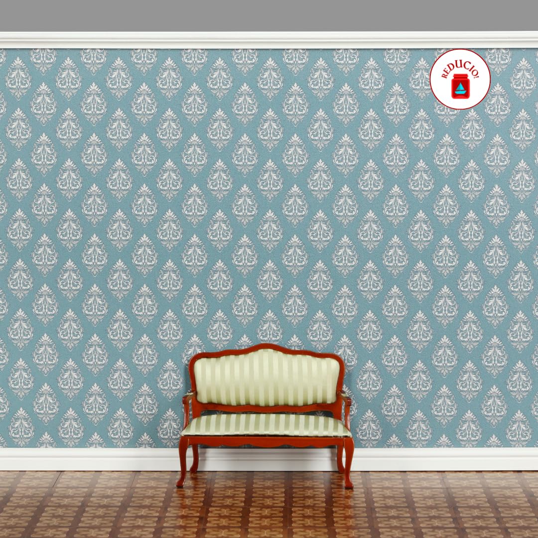 REDUCIO! Dollhouse wallpaper beige-darkbrown damask adds timeless contrast.