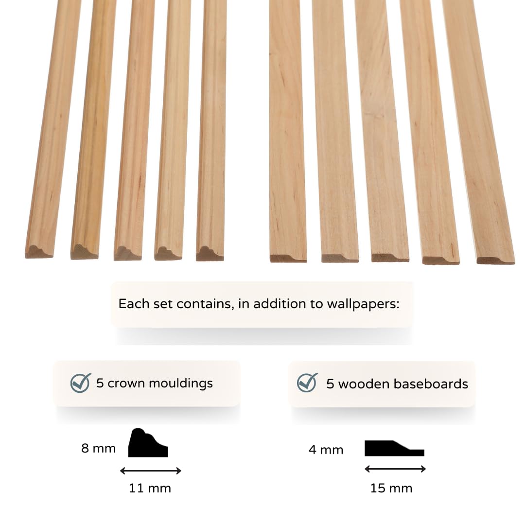 REDUCIO! Dollhouse wallpaper water-resistant surface withstands handling during setup.
