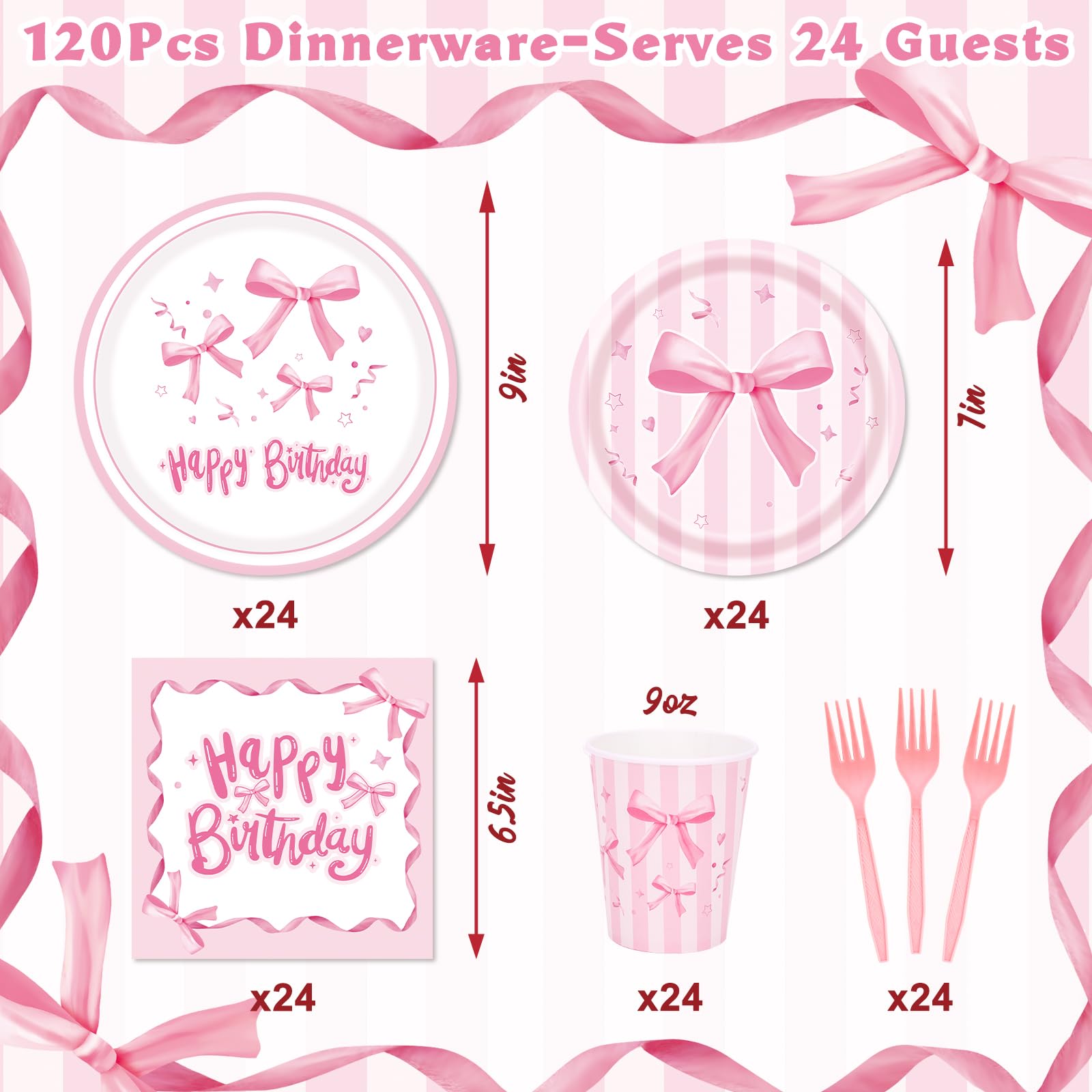 REDWORD pink bow napkins provide soft color accents and convenient cleanup.