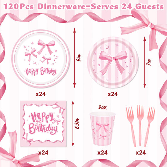 REDWORD pink bow napkins provide soft color accents and convenient cleanup.