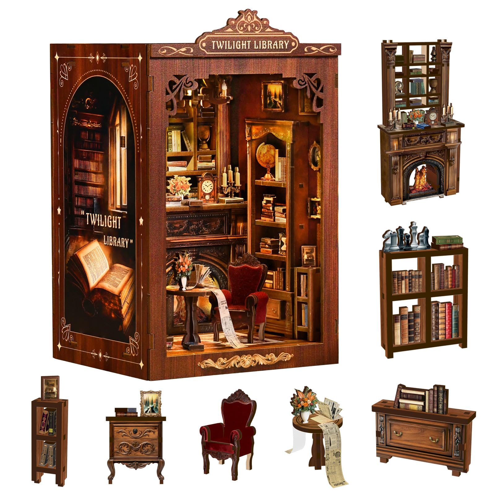 Reenovan Twilight Library gift-ready display, ideal for book lovers and crafters.