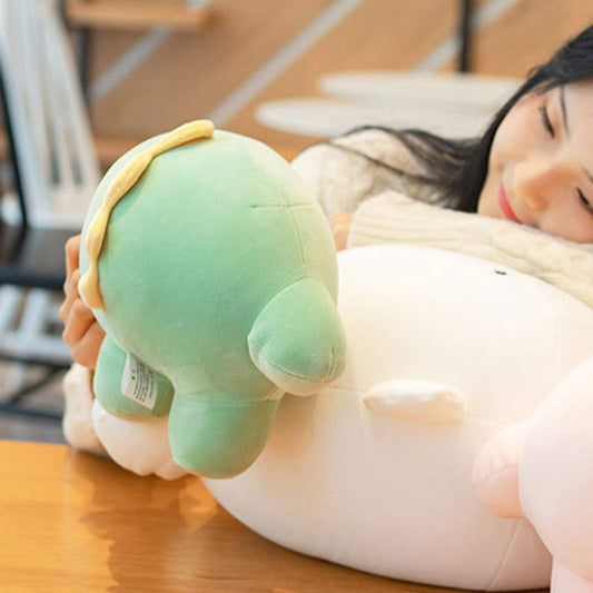 REFAHB green dinosaur 9-inch plush pillow for bedtime snuggles