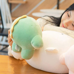 REFAHB green dinosaur 9-inch plush pillow for bedtime snuggles