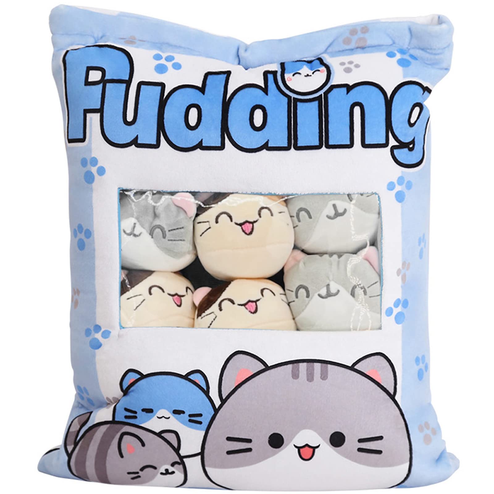 REFAHB kitten blue pillow front view for cozy hugs and whimsical decor