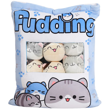 REFAHB kitten blue pillow front view for cozy hugs and whimsical decor