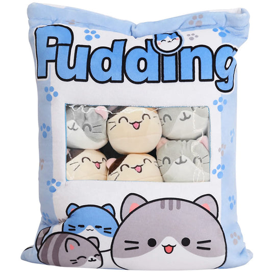 REFAHB kitten blue pillow front view for cozy hugs and whimsical decor