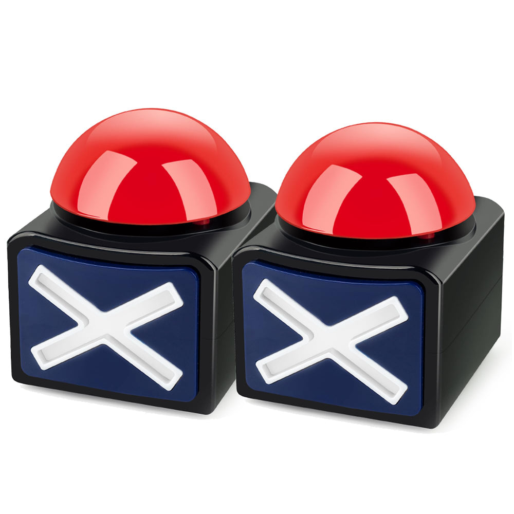 REFARICO buzzer set, front view with glowing buttons for quick responses.