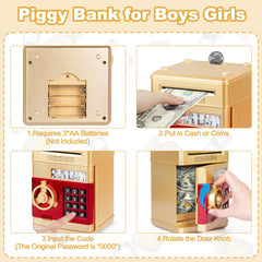 Refasy money bank for kids gold money slot showcases automatic money scroll.