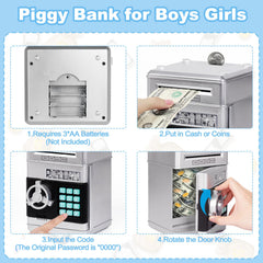 Refasy piggy bank auto-scroll slot—hands-free money insertion for kids.