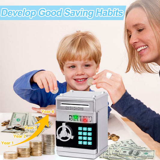 Refasy piggy bank keypad—four-digit password protects kids' savings.