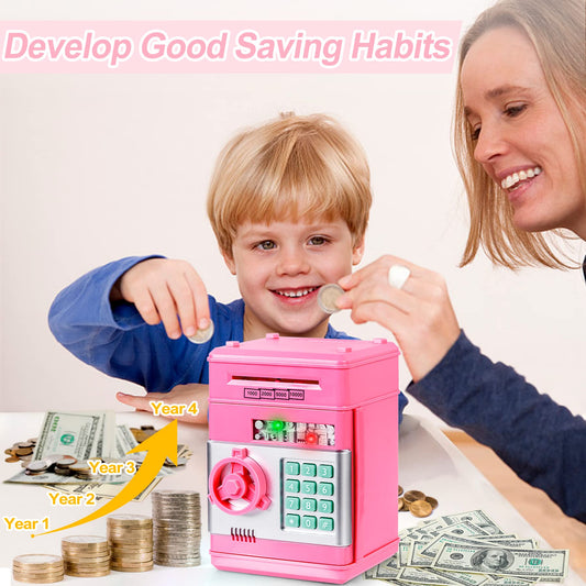 Refasy piggy bank password access panel demonstrates easy unlock.